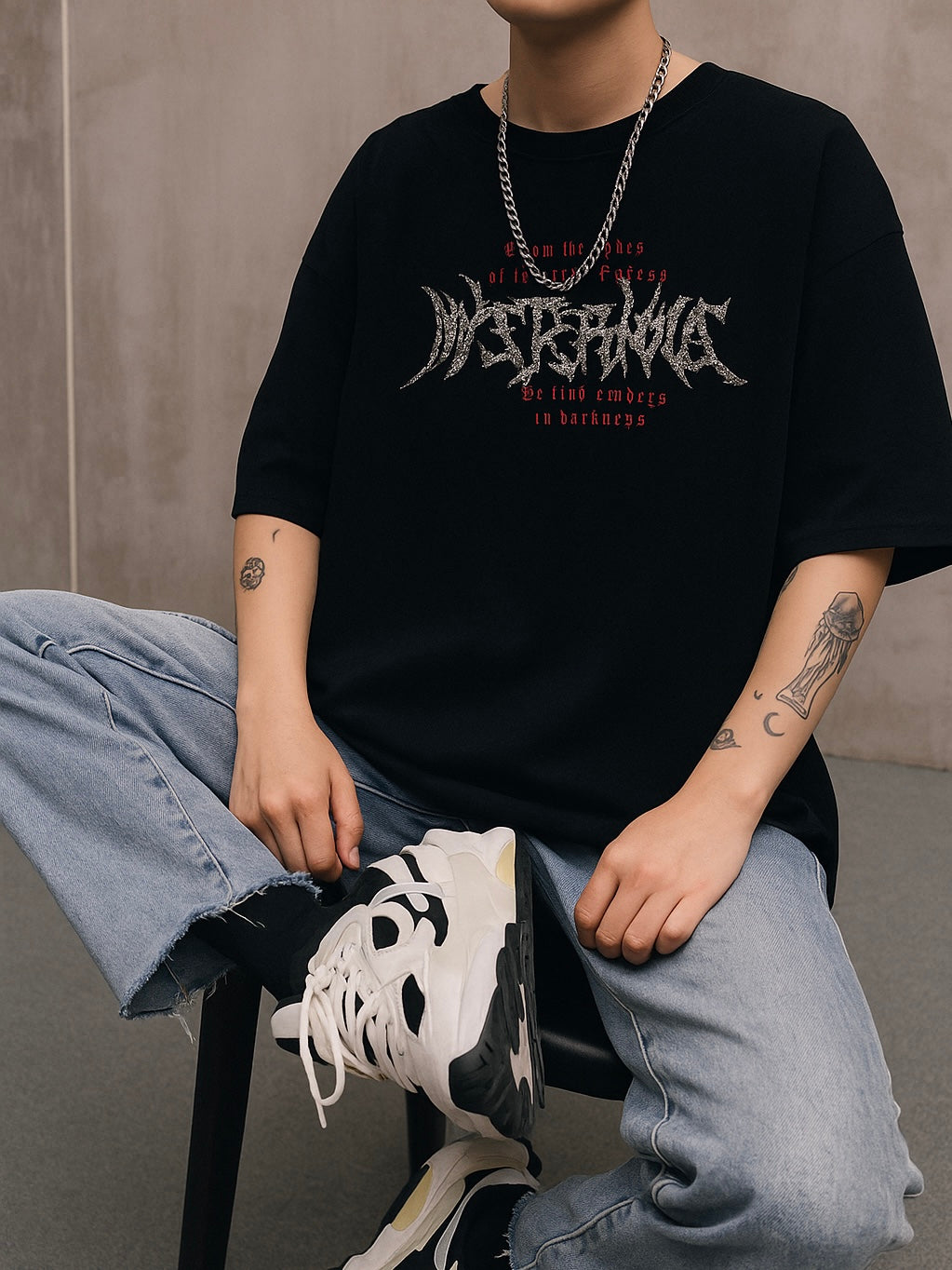 Infernal Metamorphosis Gothic Streetwear Aesthetic Thalasi Black T-Shirt