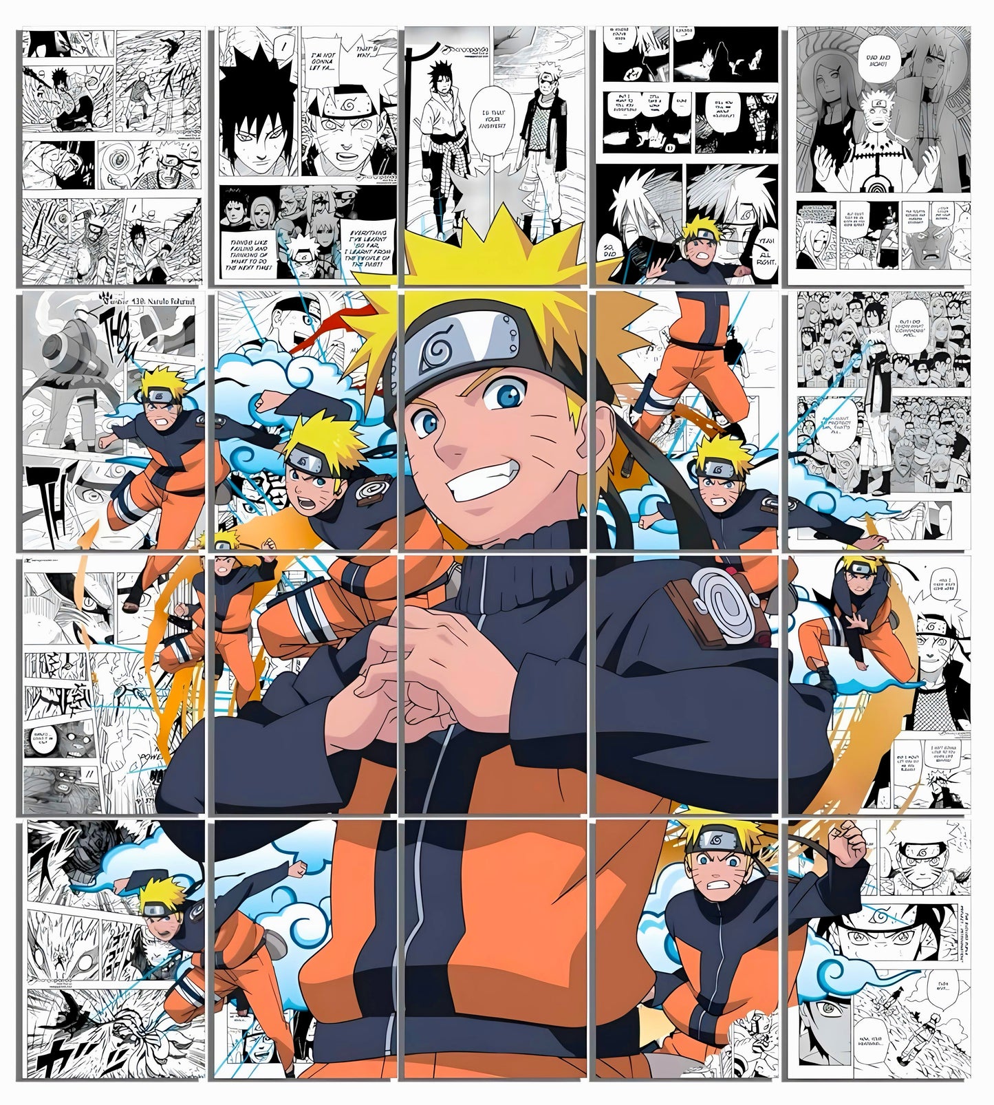 Naruto Anime Manga Poster Set of 12 | PEEL N STICK Self Adhesive A4 Wall Art for Bedroom | Lightweight & Durable