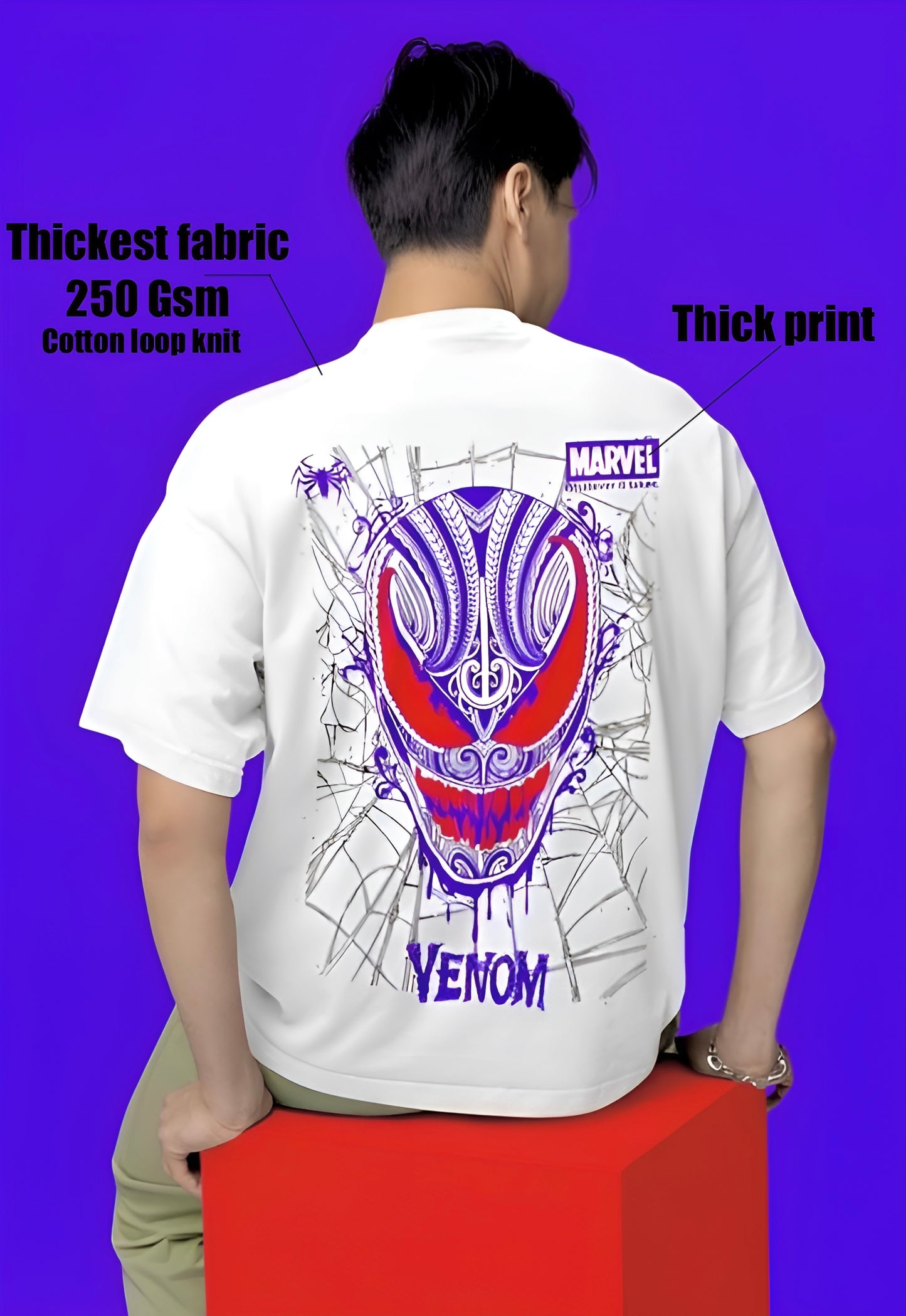 🕷️ Venom Oversized T-Shirt for Men & Women | Shadow | Mist | Carnage | 250 GSM Cotton Loop Knit | Non-PVC DTF Print