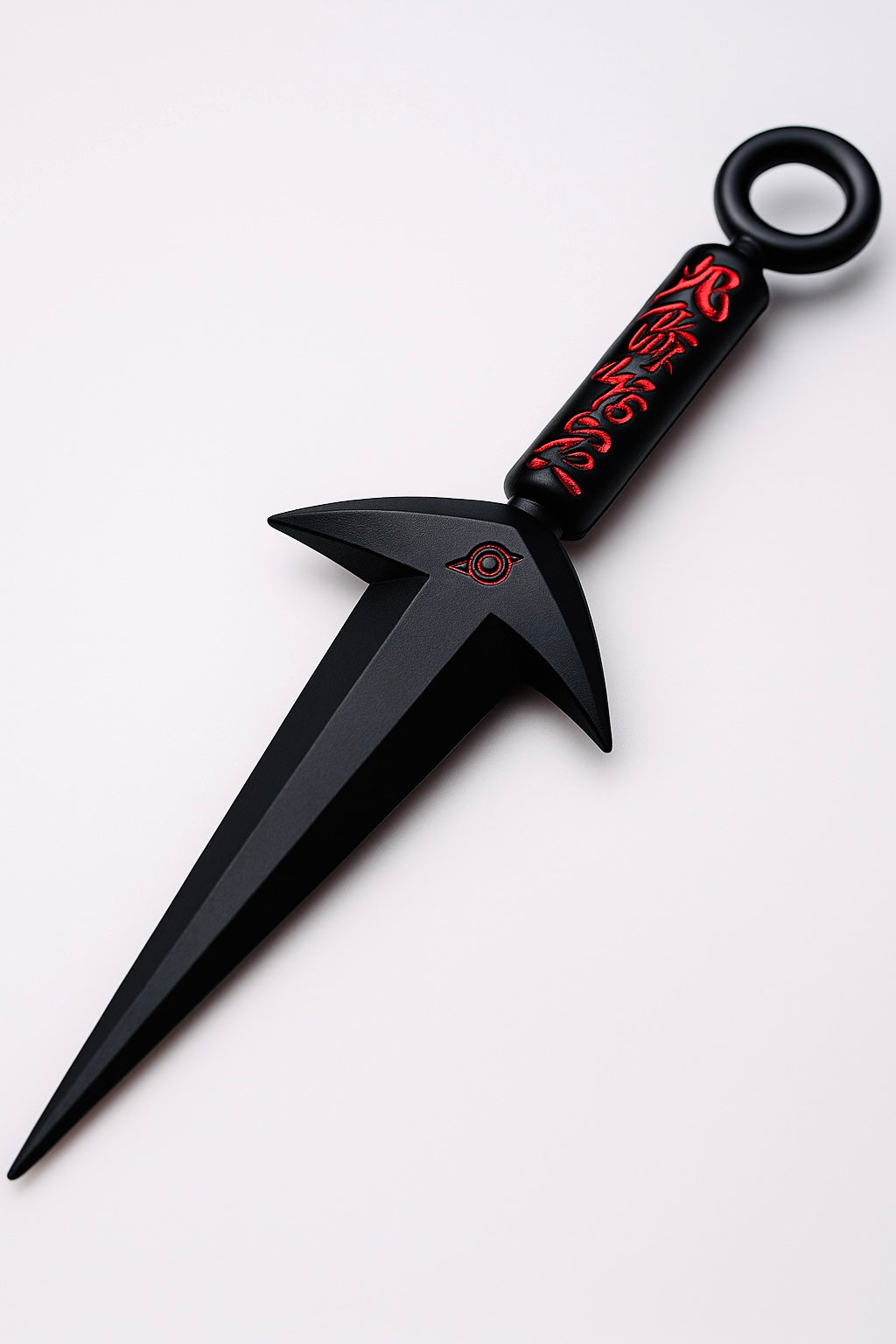 Naruto Inspired Black Kunai Dagger with Red Kanji – Anime Ninja Weapon Replica