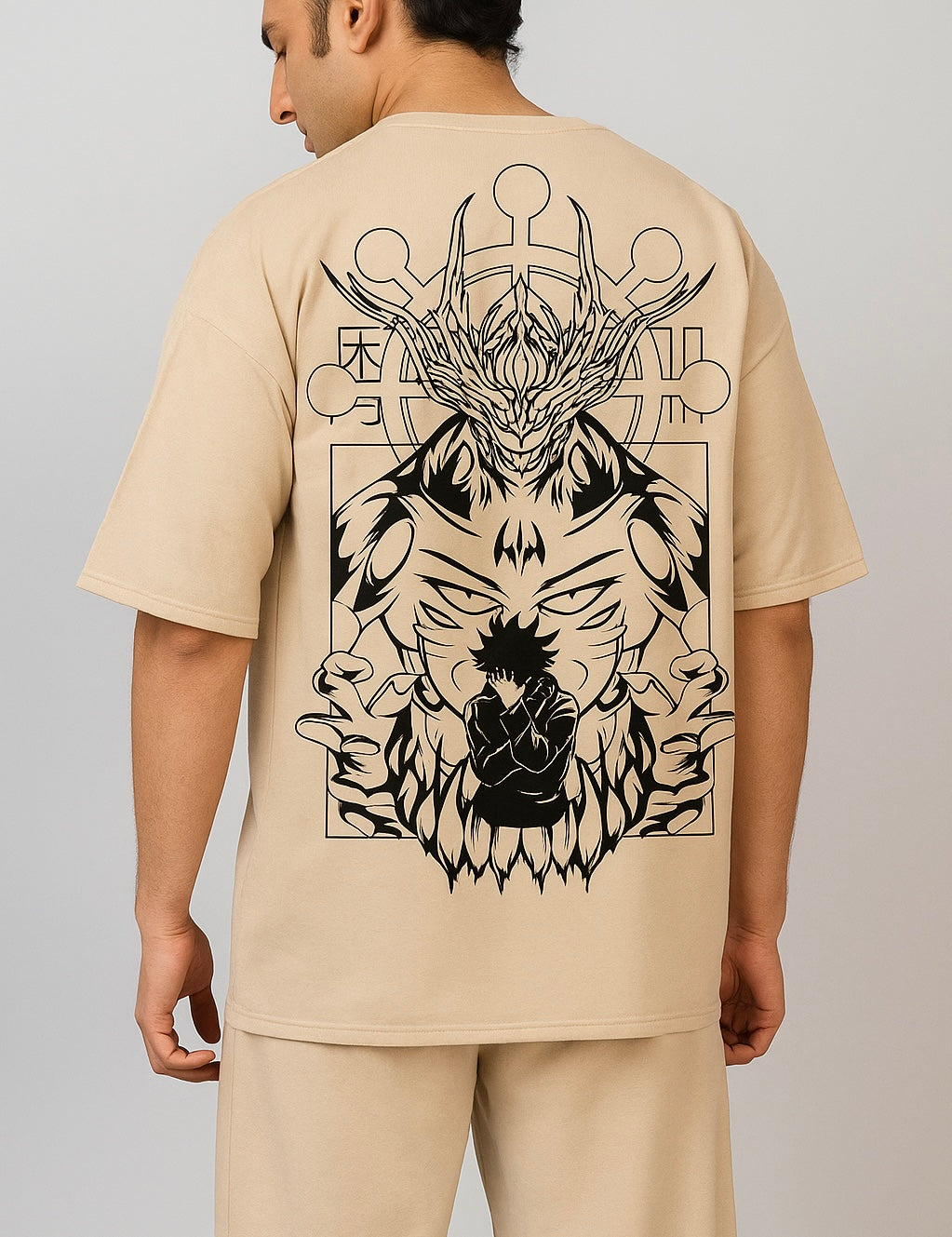 Naruto Kurama Mode Oversized Beige T-Shirt – Anime Streetwear for True Ninjas