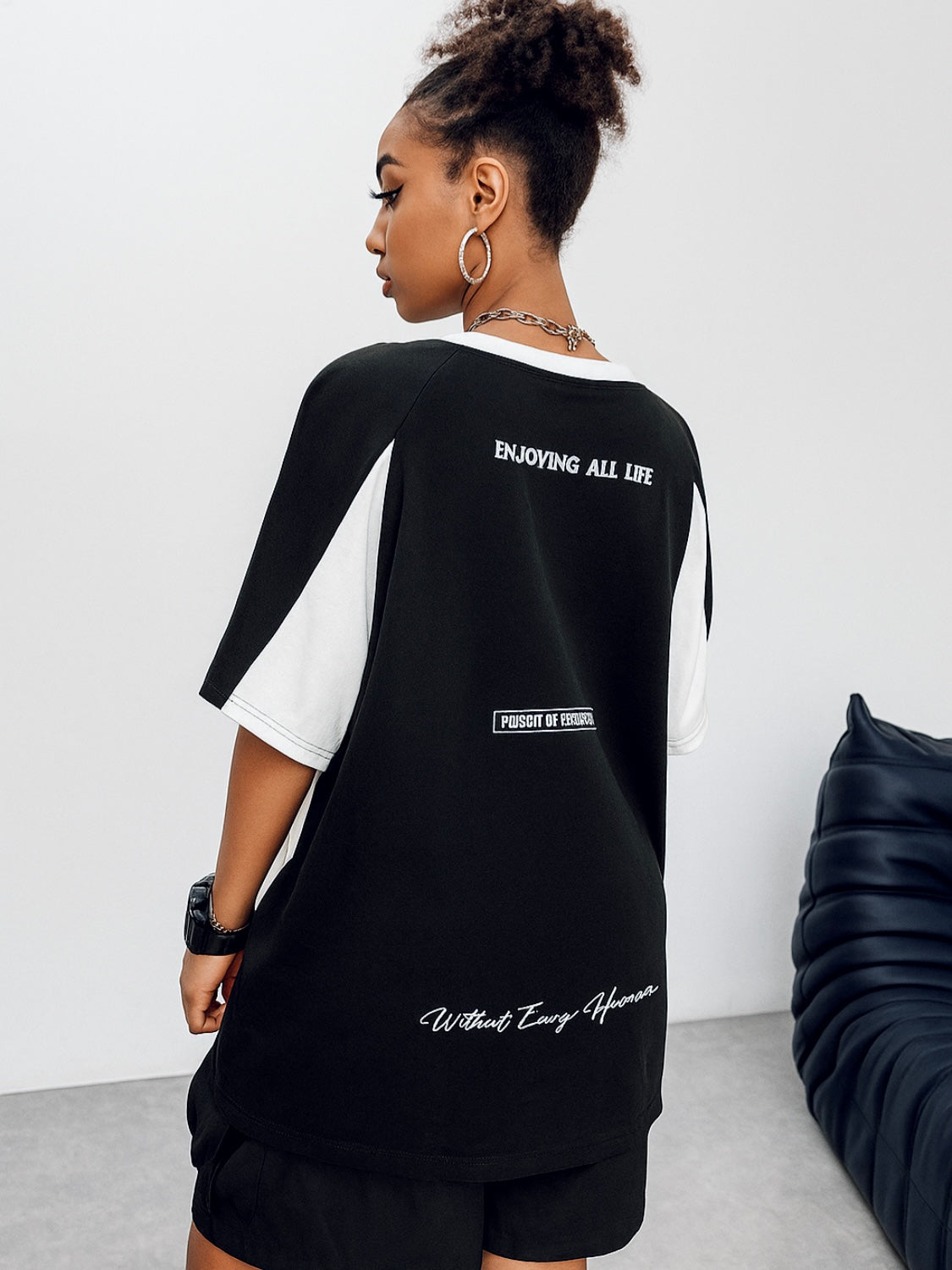 Twinkle Black & White Oversized T-Shirt for Girls & Women | Trendy Streetwear Look