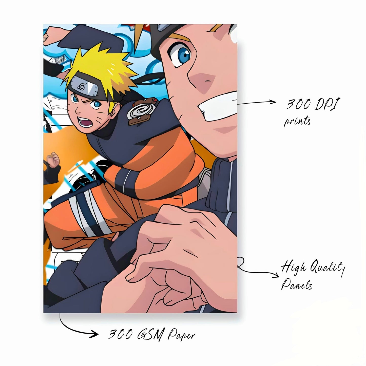 Naruto Anime Manga Poster Set of 12 | PEEL N STICK Self Adhesive A4 Wall Art for Bedroom | Lightweight & Durable