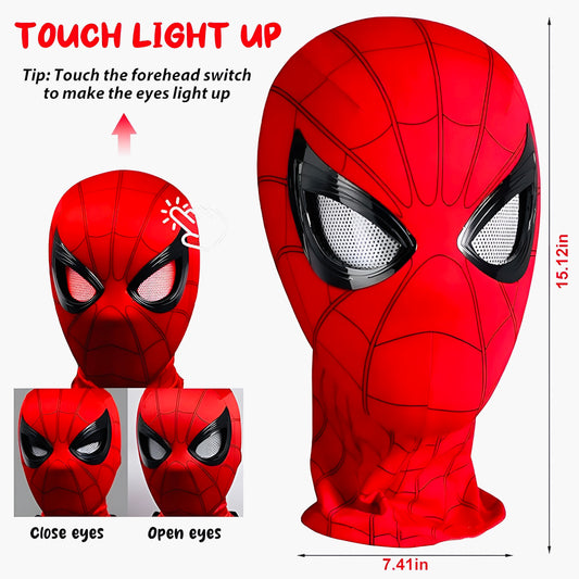 Spider Mask with Illuminated Moving Eyes and Colourful lighting - Spider mask for man cosplay
